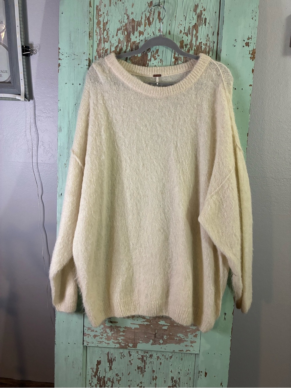 Free People women’s Cream oversized Crewneck Sweater
